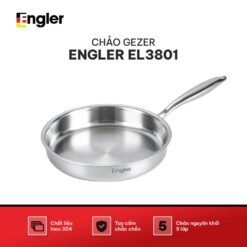 Chảo đồi mồi Gezer Engler inox 304 size 28 , chống dính cao cấp, đáy từ 5 lớp, tay cầm cách nhiệt, dùng mọi loại bếp